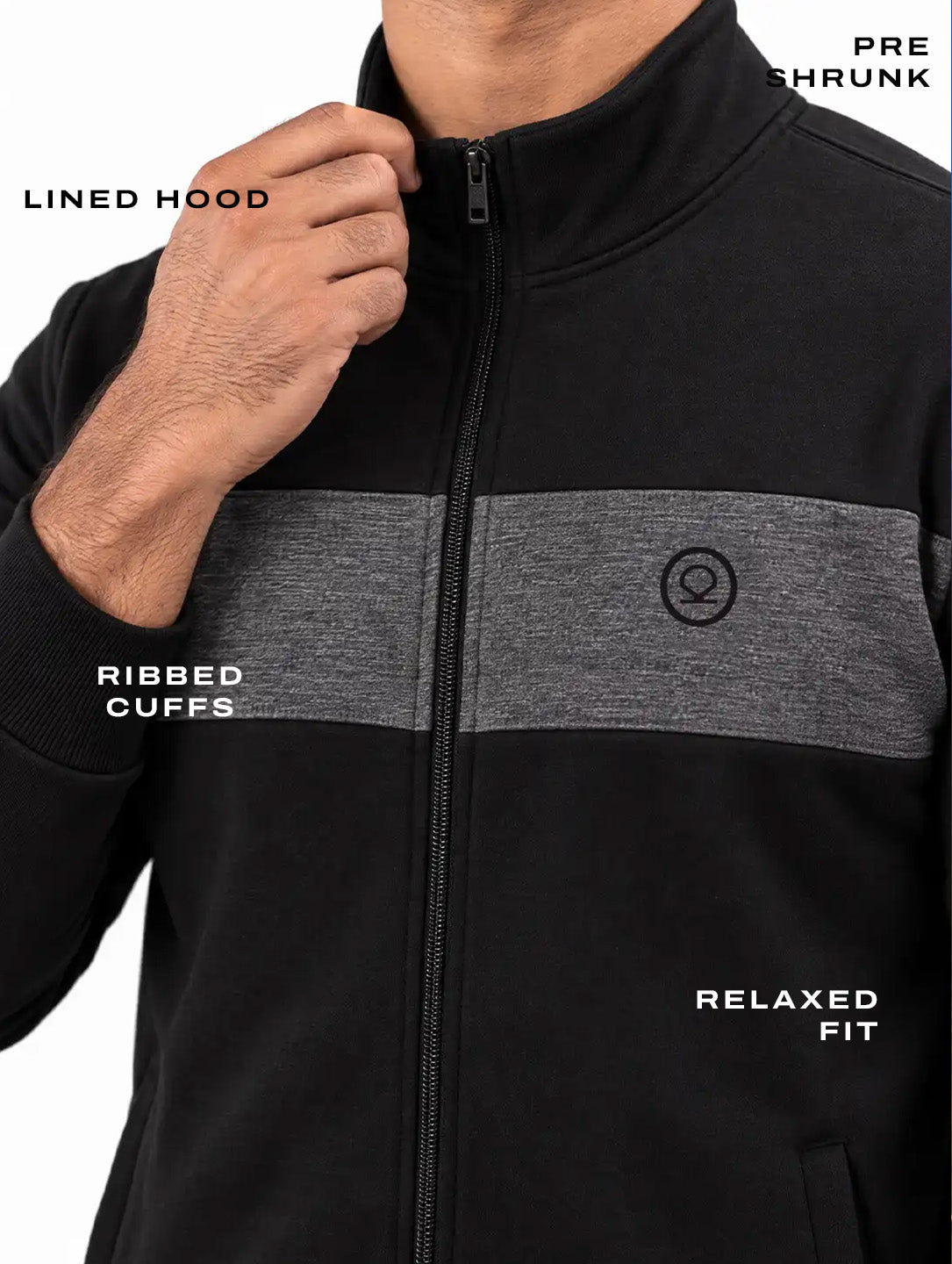 Black Grey Heavy Fleece Winter Tracksuit Men