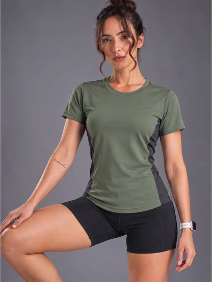 Women's Half Sleeve Dry Fit Active Wear Sports T-shirts Green