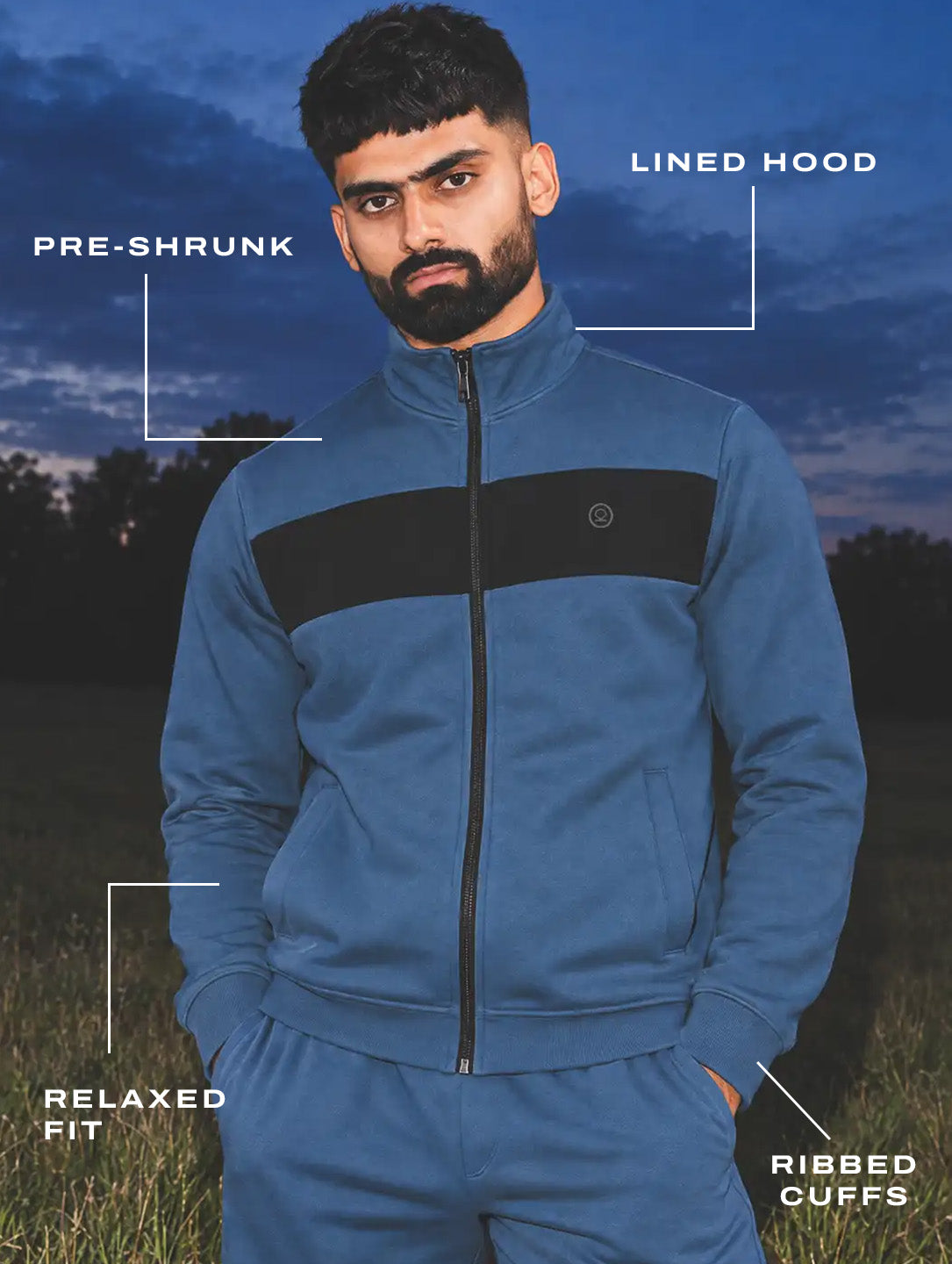 Indigo Black Heavy Fleece Winter Tracksuit Men