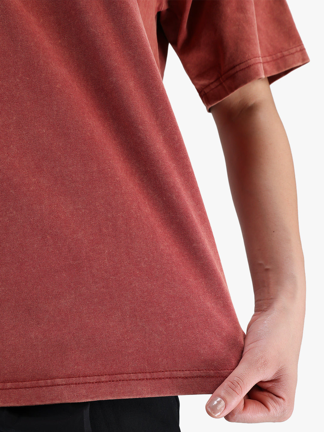 Women's Oversized Acid Wash T-shirt Rust Red
