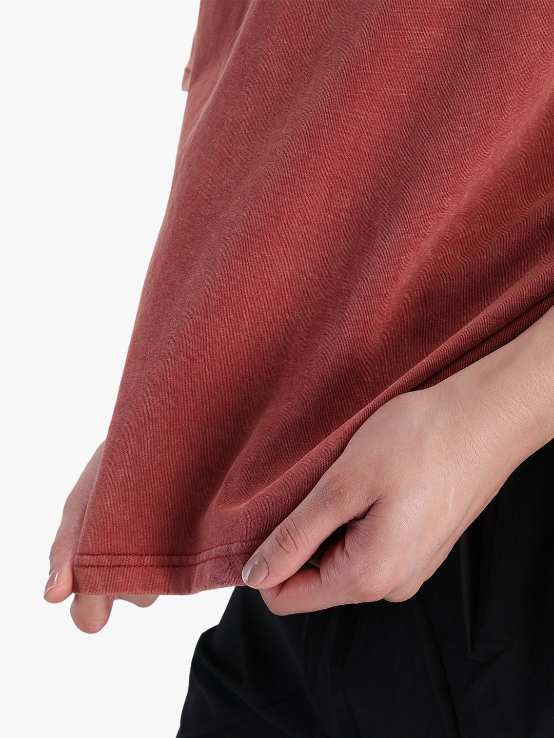 Women's Oversized Acid Wash T-shirt Rust Red