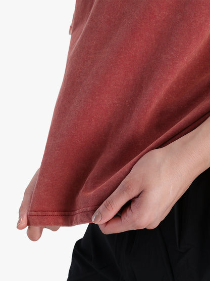 Women's Oversized Acid Wash T-shirt Rust Red