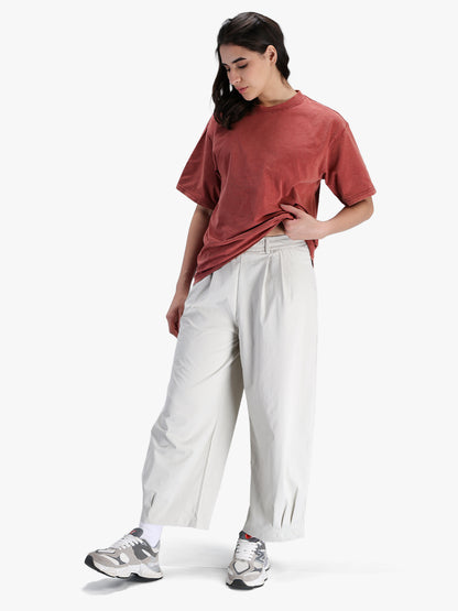 Women's Relaxed Fit High Rise Elastic Waist Athleisure Trouser Slate Grey