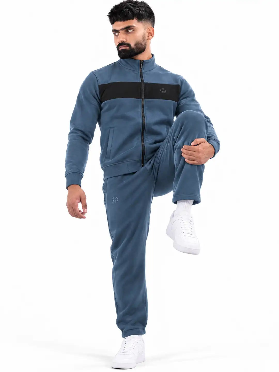 Indigo Black Heavy Fleece Winter Tracksuit Men