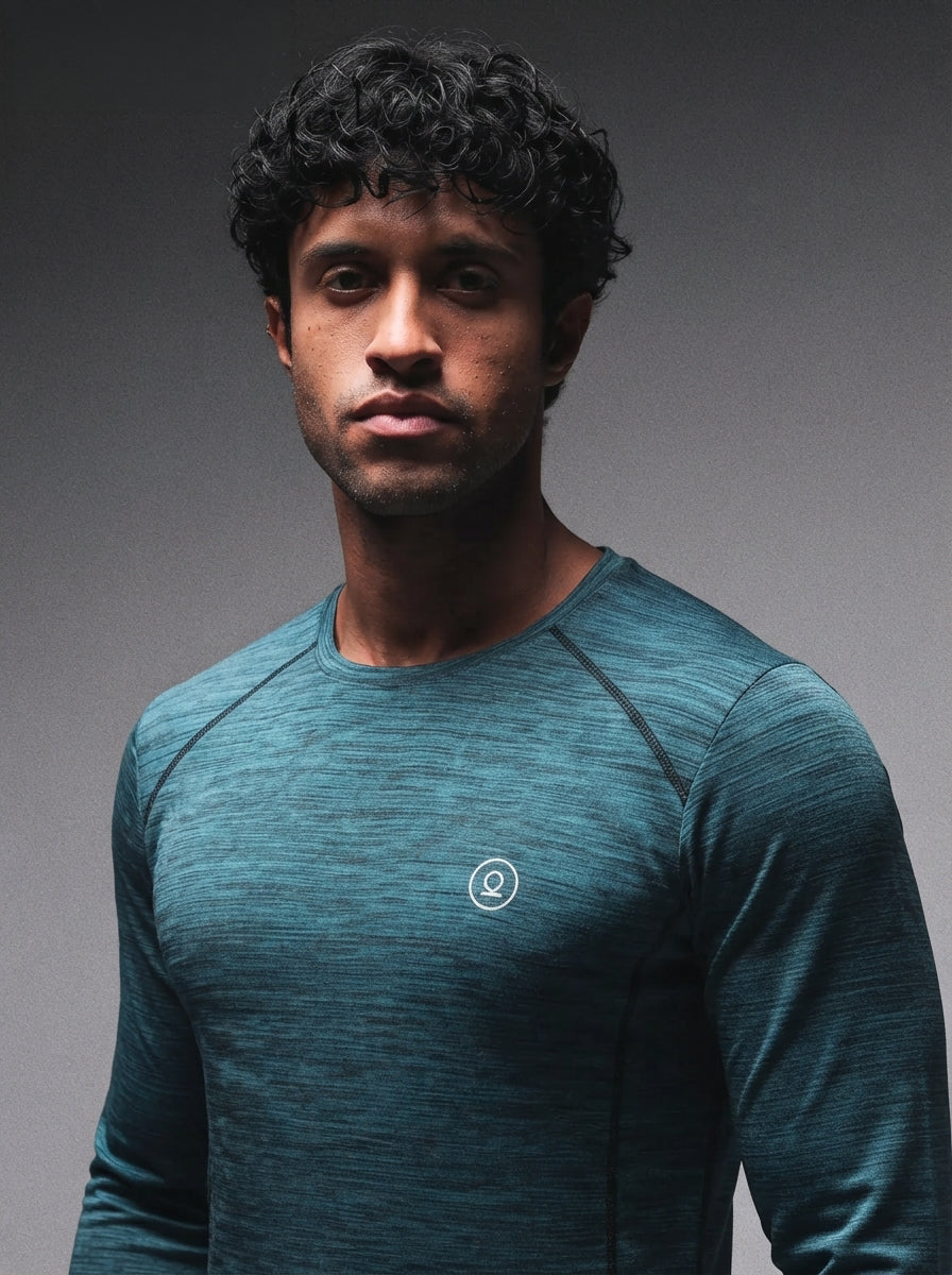 Men's Regular Dry Fit Full Sleeves Gym T-Shirt Sea Green