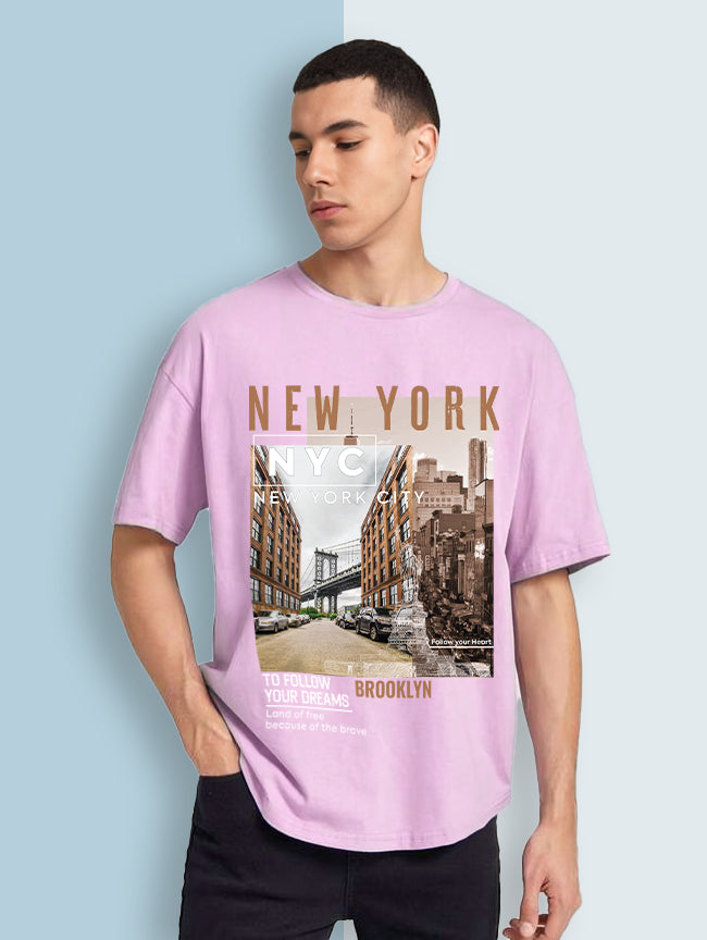 Men Cotton Printed Oversized Fit Half Sleeves T-Shirt
