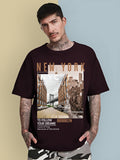 Men Cotton Printed Oversized Fit Half Sleeves T-Shirt