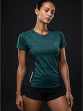 Women's Half Sleeve Dry Fit Active Wear Sports T-shirts Dark Green