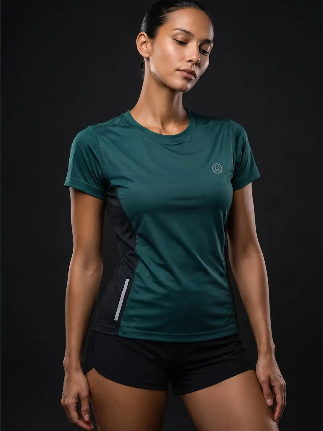 Women's Half Sleeve Dry Fit Active Wear Sports T-shirts Dark Green