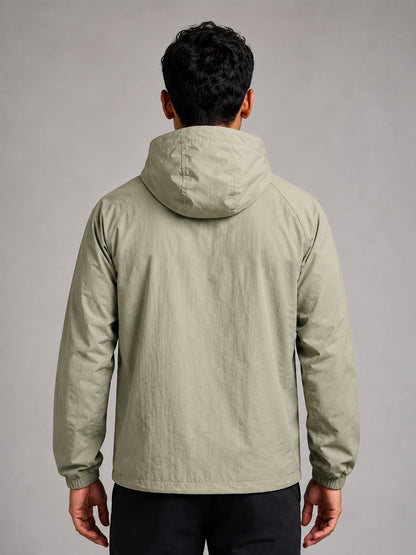 Men’s Green Lightweight Hooded Windcheater Jacket