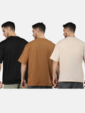 Men Pack Of 3 Oversized Drop-Shoulder T-shirts