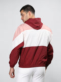 Men Colourblocked Hooded Windcheater Oversized Sports Jacket