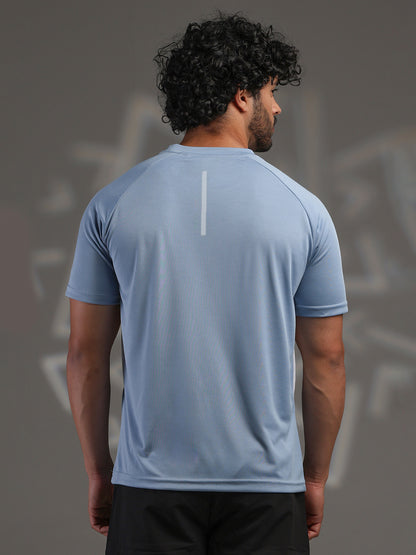 Men's Half Sleeves Dry Fit Gym T-shirt Blue White