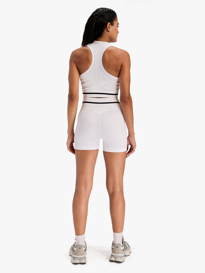 Women's Ribbed Activewear Co-Ord Set White