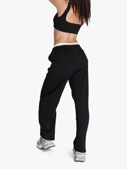 Women’s Black Relaxed Fit Athleisure Track Pants