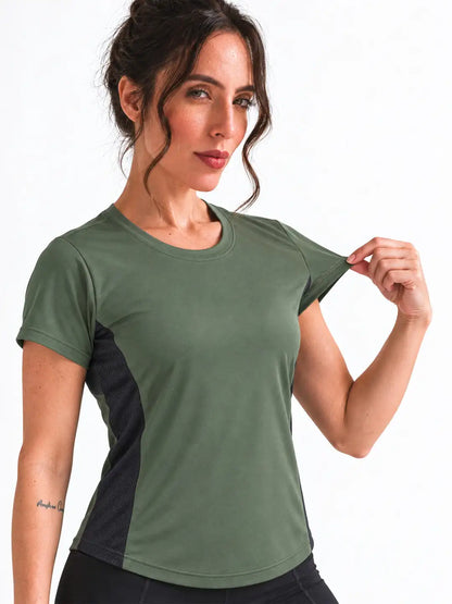 Women's Half Sleeve Dry Fit Active Wear Sports T-shirts Green