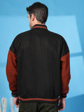 Men Oversized Winter Wear Varsity Jacket with Ribbed Cuffs