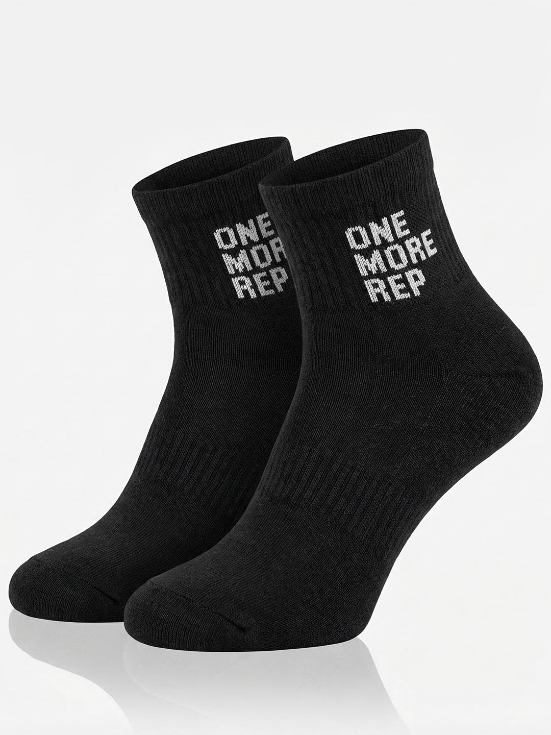 CHKOKKO “One More Rep” Printed Ankle Socks – Unisex Cotton Sports Socks Black
