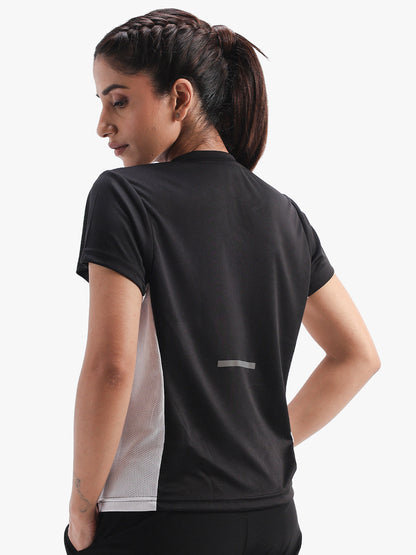 Women's Half Sleeve Dry Fit Active Wear Sports T-shirts Black