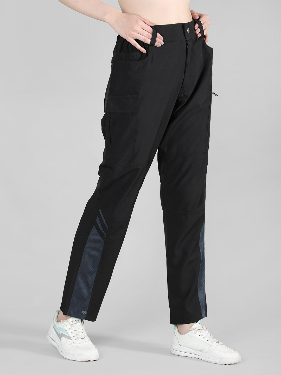 Women's Black DarkGrey Active Trouser | CHKOKKO