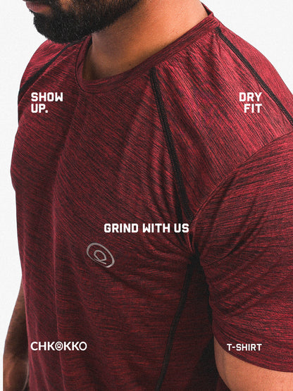 Men's Half Sleeves Dry Fit Gym Sports T-Shirt Wine
