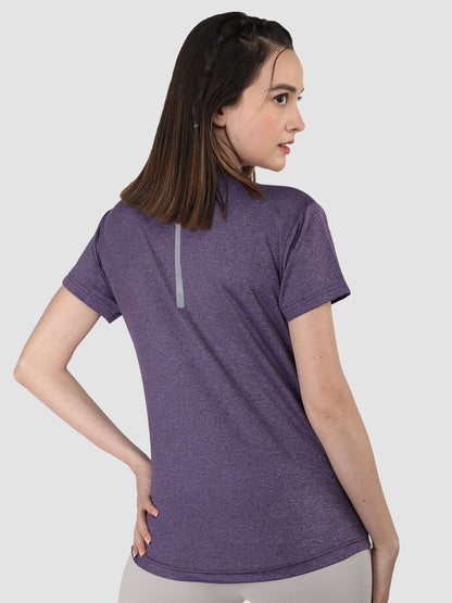 Women's Half Sleeve Regular Fit Gym T-Shirt Purple