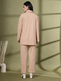 Women's Beige Solid Summer Polyester Co-ord set