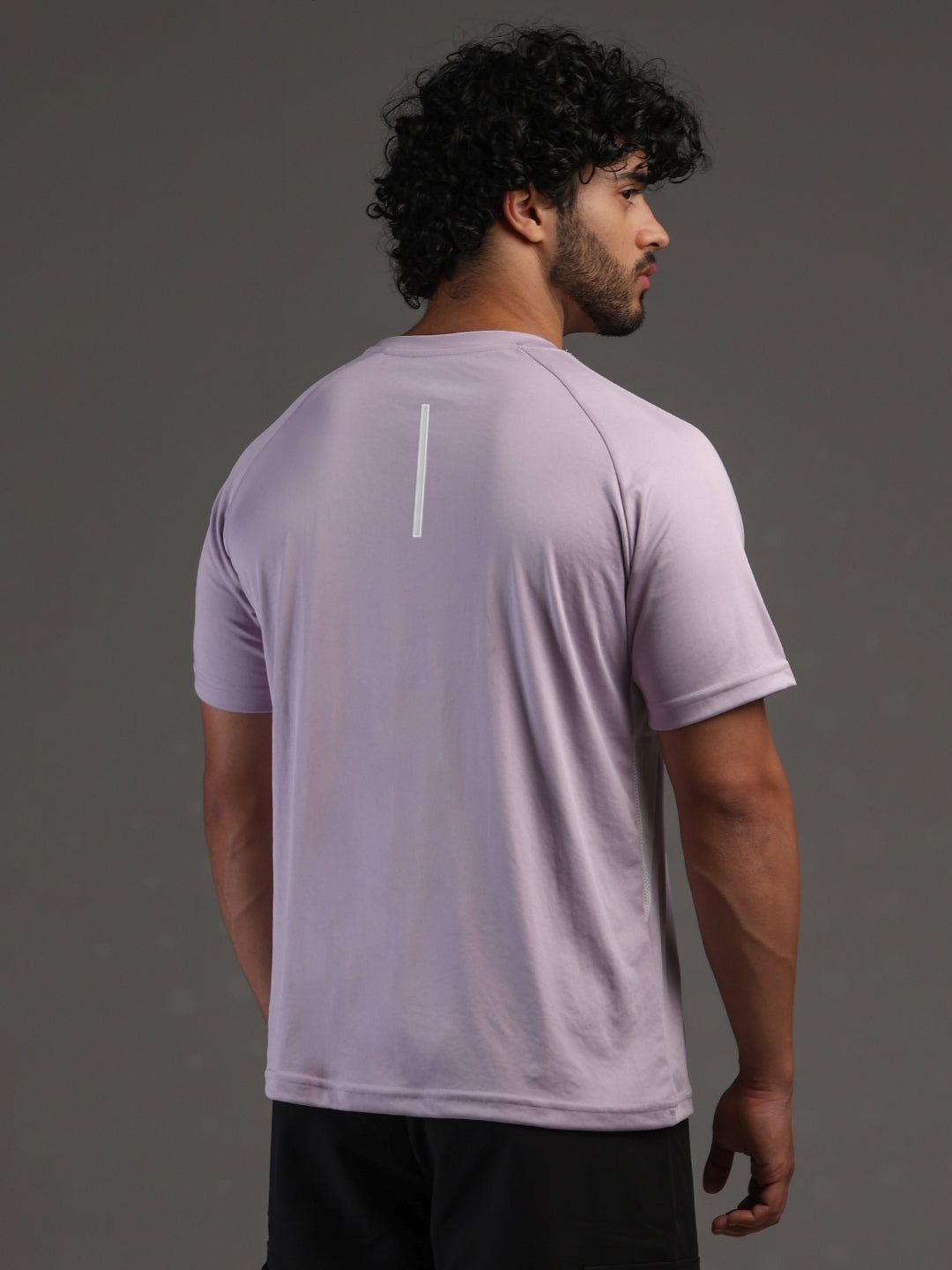Men's Half Sleeves Dry Fit Gym T-shirt Lavender White