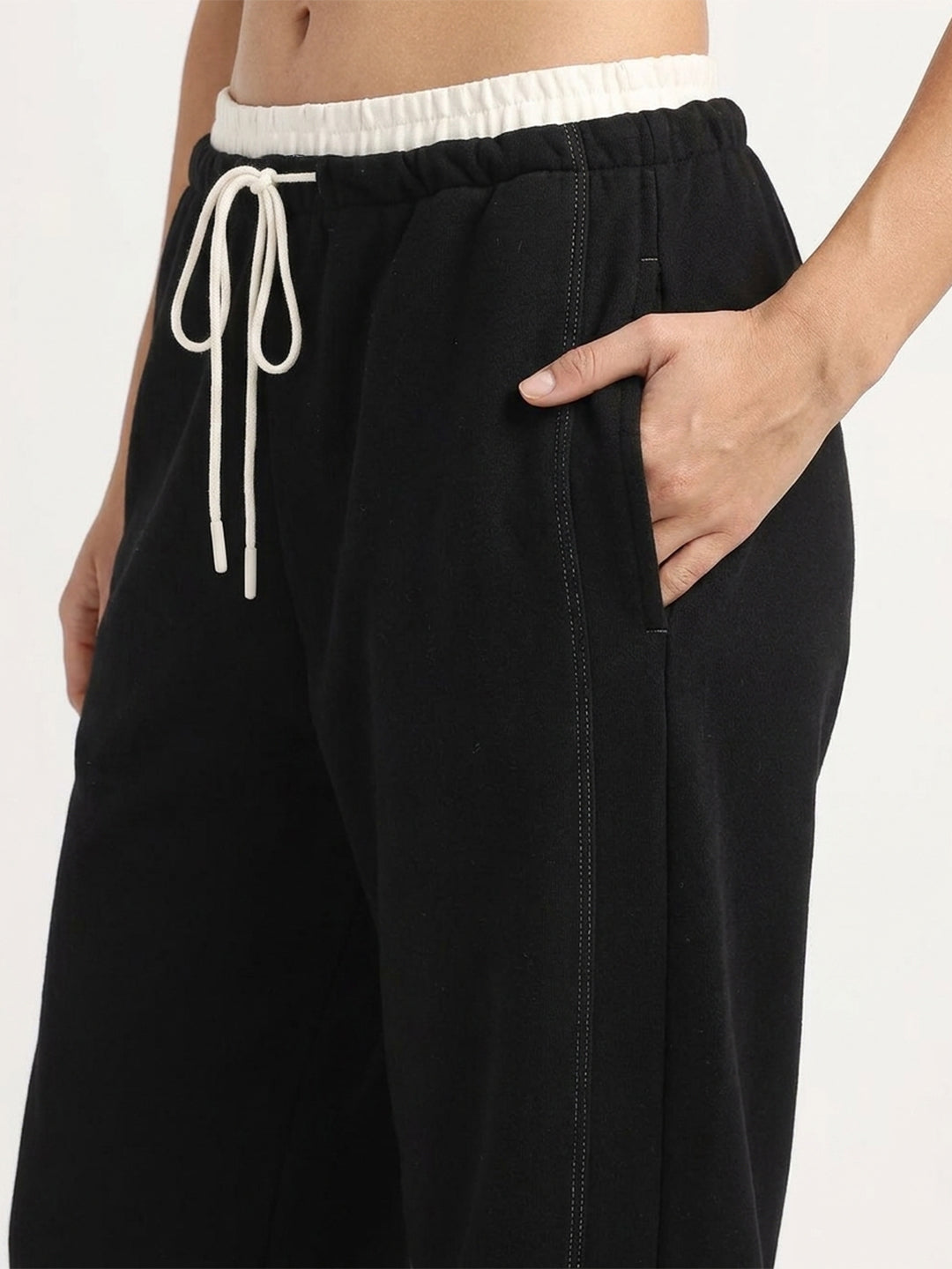 Women’s Black Relaxed Fit Athleisure Track Pants