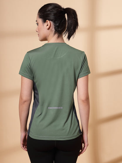 Women's Half Sleeve Dry Fit Active Wear Sports T-shirts Green