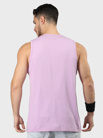 Men Lavender Printed Gym Tank Tops Sports Sleeveless Vest