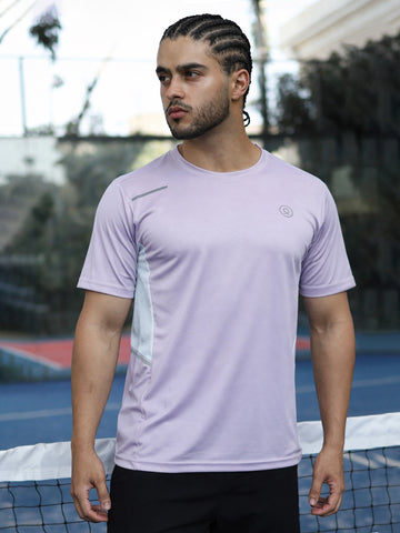 Men's Dry Fit Half Sleeve Gym T-Shirt Lavender