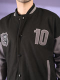 Men Oversized Winter Wear Varsity Jacket with Ribbed Cuffs