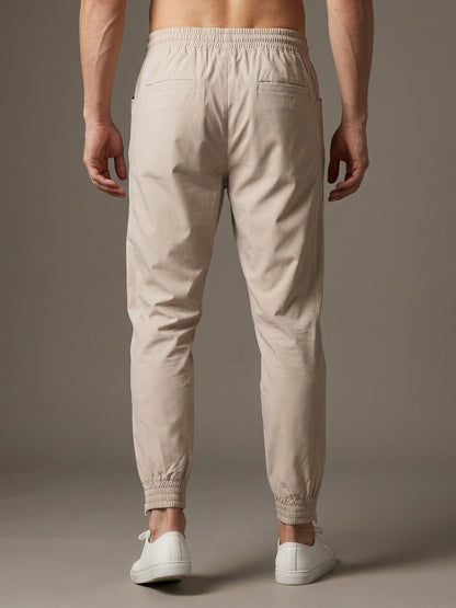 Men Beige Gym Training Sports Trackpant