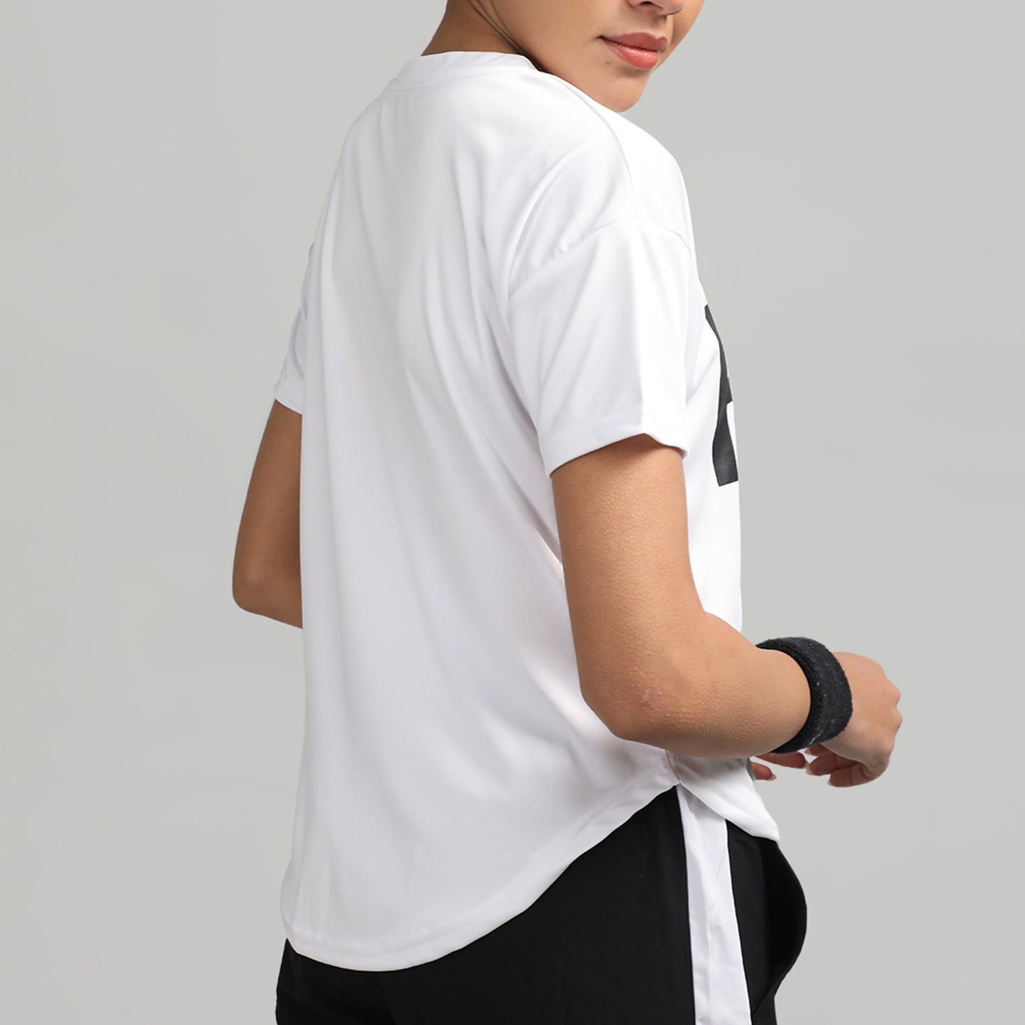 Women Round Neck Dry Fit Gym Sports T-Shirt White
