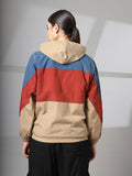 Women Colourblocked Hooded Windcheater Oversized Sports Jacket