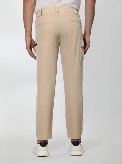 Men Beige White Everyday Active Trouser