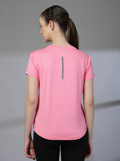 Women's Half Sleeve Dry Fit Gym T-Shirt Pink