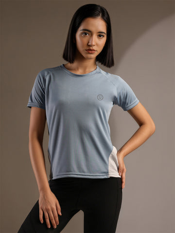 Women's Half Sleeves Dry Fit Gym T-shirt Blue White