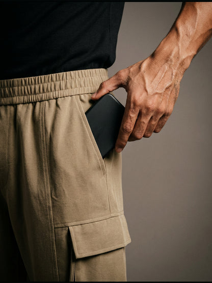 Men’s Khaki Relaxed Fit Sports Trackpant