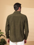 Men Winter Wear Solid Corduroy Casual Shacket