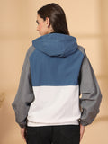 Women Colourblocked Hooded Windcheater Oversized Sports Jacket