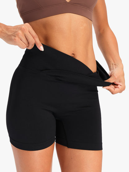 Women's High-Waist Seamless Stretch Yoga Shorts Black
