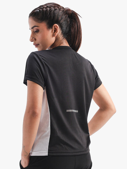 Women's Half Sleeve Dry Fit Active Wear Sports T-shirts Black