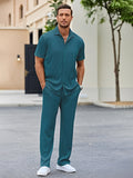 Men Polyester Summer Co-ord Set with Polo Neck