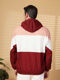 Men Colourblocked Hooded Windcheater Oversized Sports Jacket