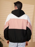 Men Colourblocked Hooded Windcheater Oversized Sports Jacket