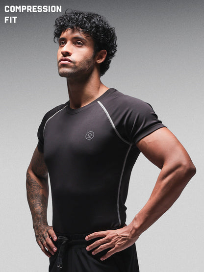 Men’s Performance Compression T-Shirt for Gym Black