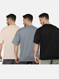 Men Pack Of 3 Oversized Drop-Shoulder T-shirts