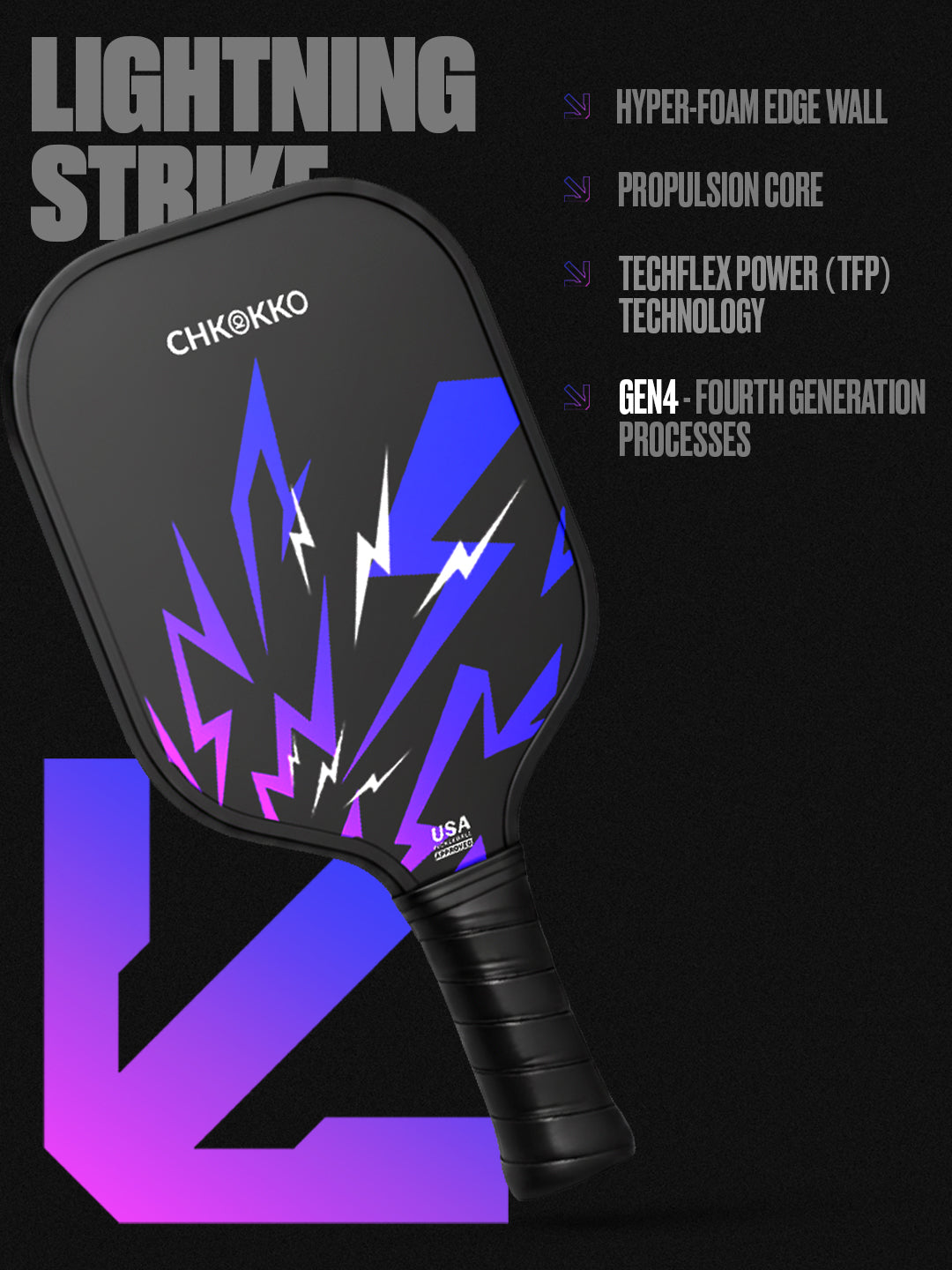 CHKOKKO Lightning Strike Paddle Purple